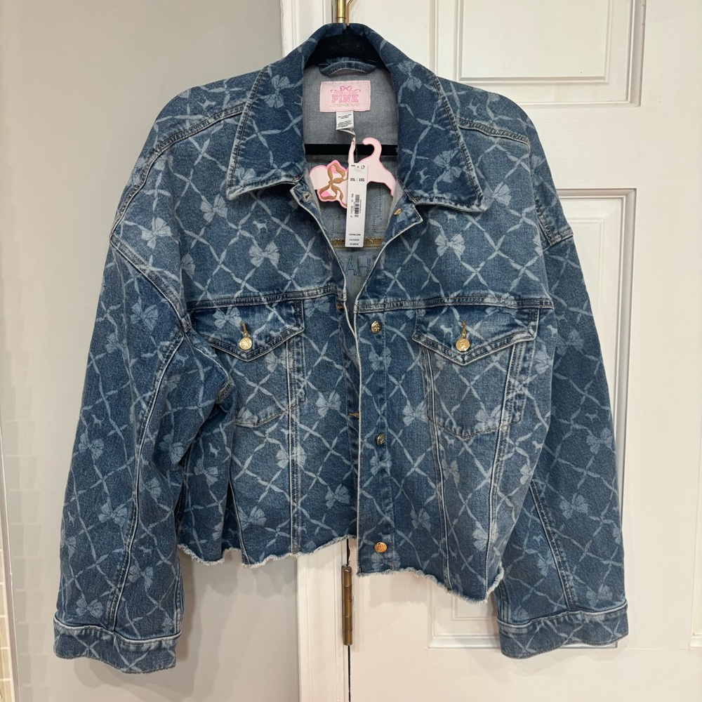 Pink x Loveshack Fancy Denim Crop Jacket